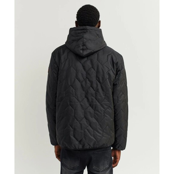 Reason Quilted Jacket Men’s XL Black Hooded Tiger Rose Patches - Picture 6 of 7